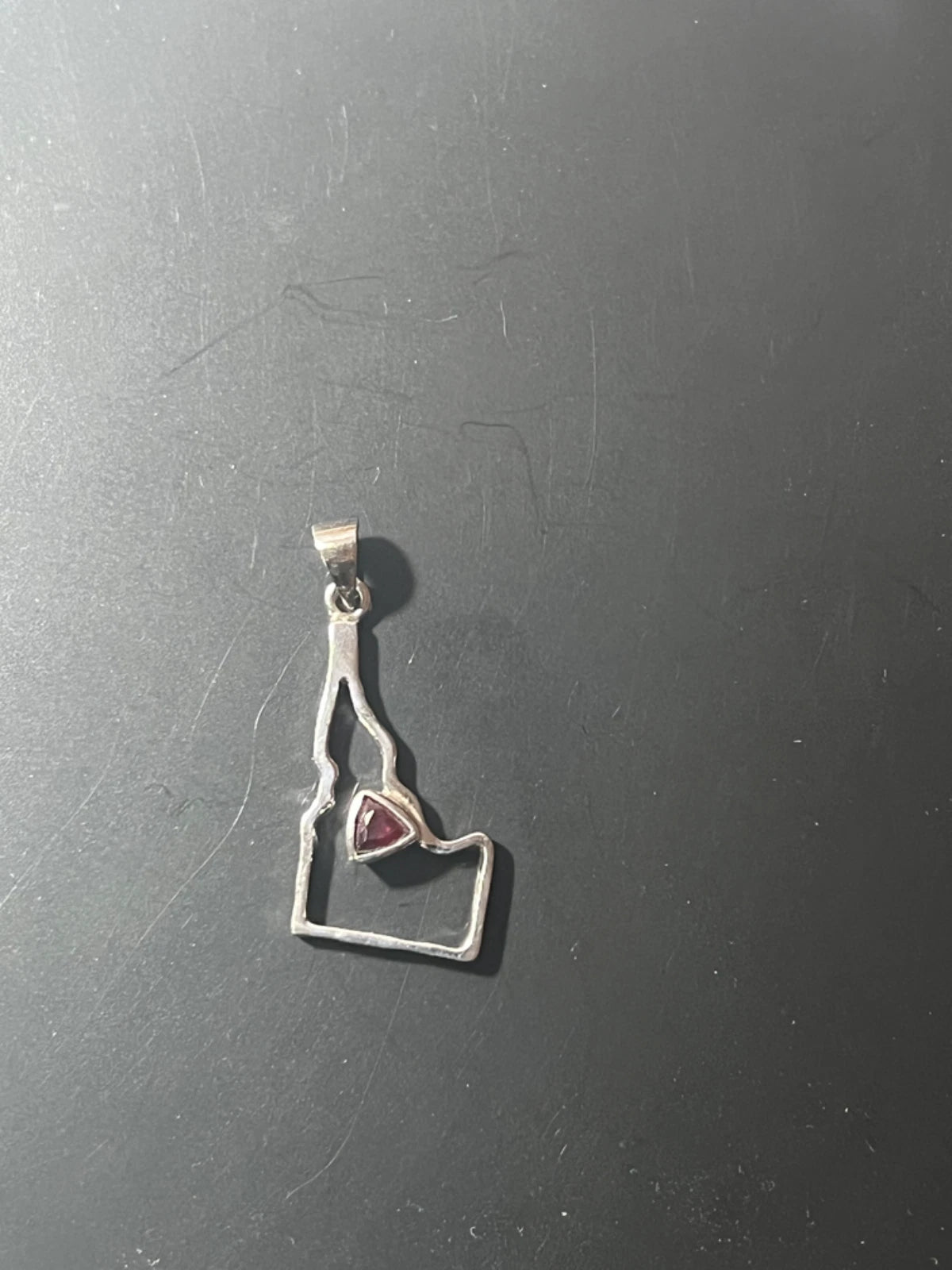 Sterling Silver Idaho Pendant Triangular Garnet January Birthstone Made In USA
